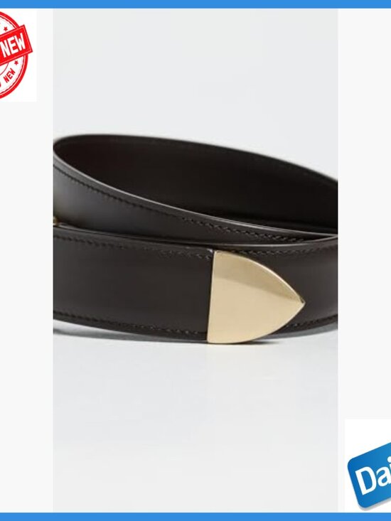 Leather Belt with Gold Buckle, Adjustable Fit, X-Small Size main image 5